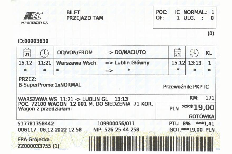 Sprawdzanie cen biletów