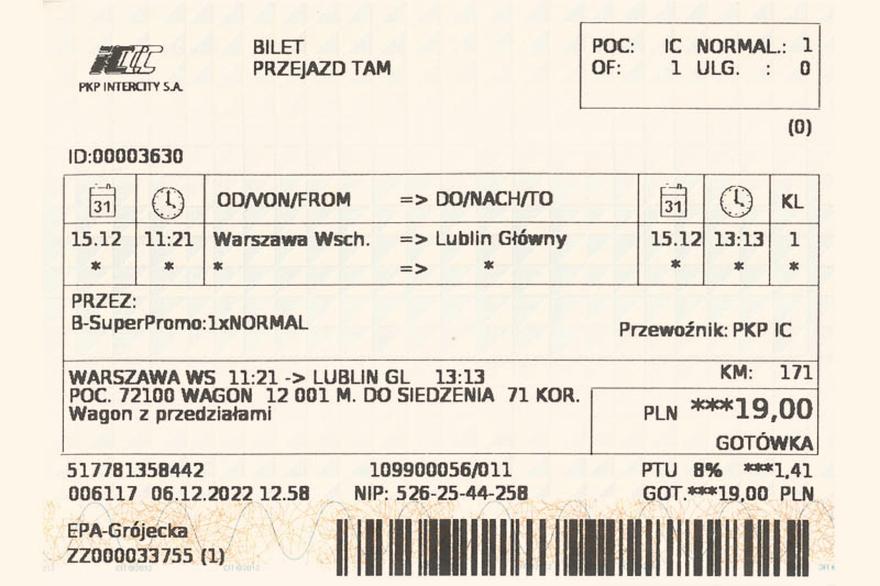 Bilet PKP przez internet