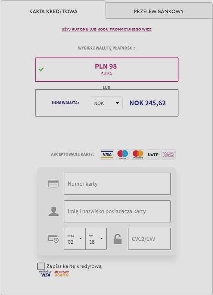 Metody płatności biletów